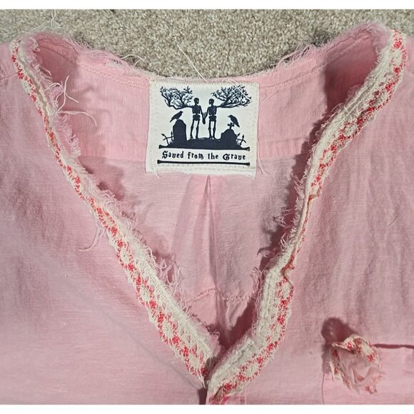 OOAK Magnolia Boho Tunic Upcycle Shacket Cover Up Cotton Linen Blend Pink Sz XL - Picture 8 of 16